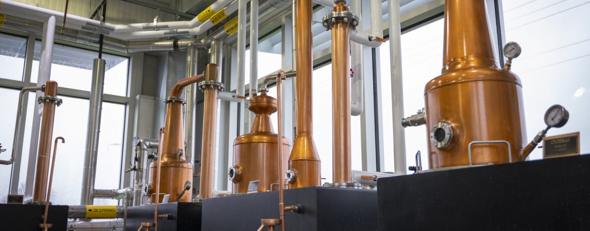 Various styles of copper stills